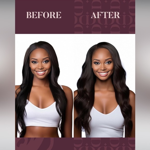 HUMAN HAIR 110g 7pcs 14 Inch Body Wave Clip in Hair Extensions, Natural Black - Picture 7 of 9